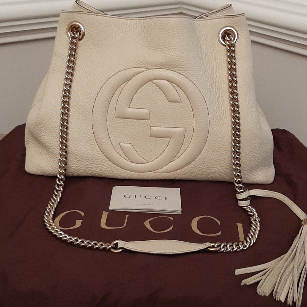 🤩BARELY USED! GUCCI IVORY LEATHER SOHO